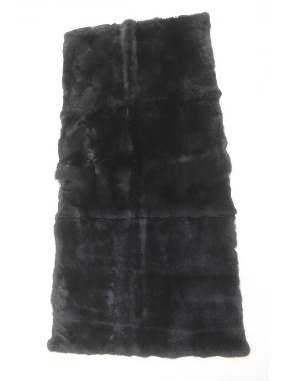 New Black Rex Rabbit Fur Plate Throw Blanket Size 43" X 21"